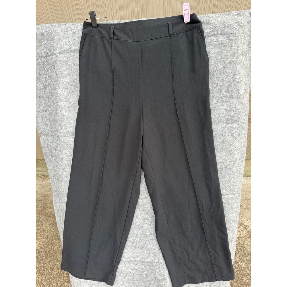 INC International Concepts Pants Size L Large Black Wide Leg Pintuck Trousers